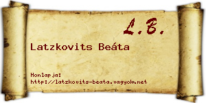 Latzkovits Beáta névjegykártya