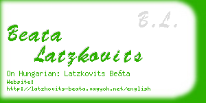 beata latzkovits business card